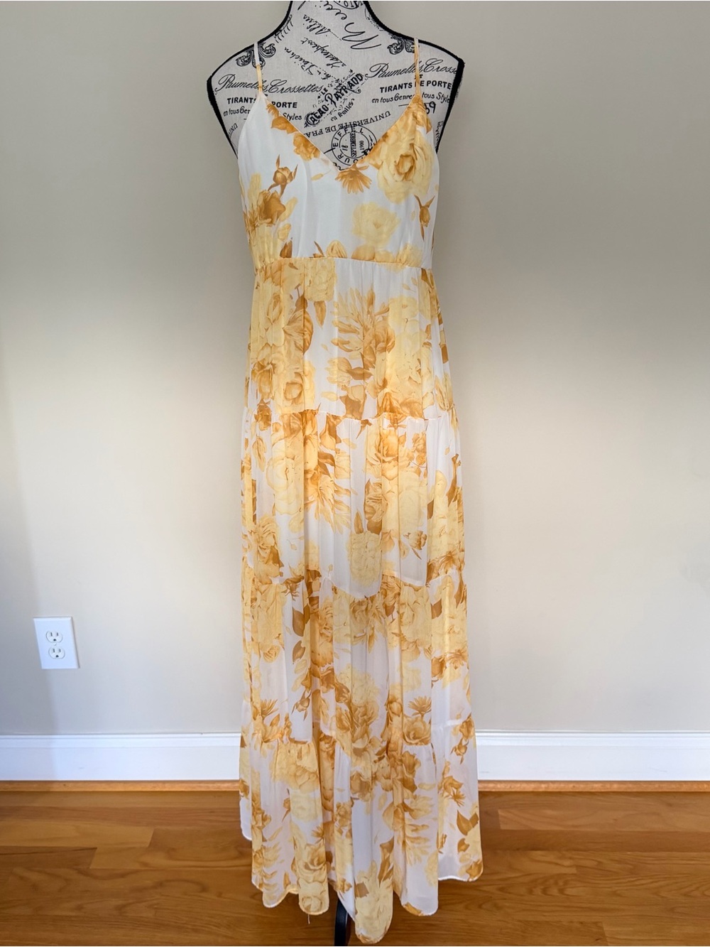 Express White and Yellow Floral Maxi Slip Dress